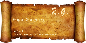 Rupp Gergely névjegykártya